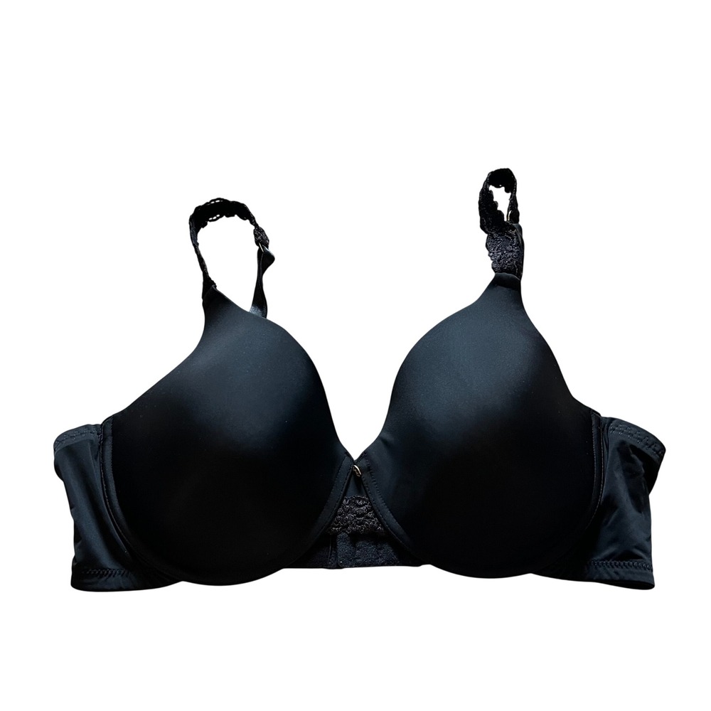 Natori Black Underwire Contour Bra Lace Trim Straps 38DDD 731050